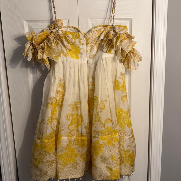 Zimmermann Postcard Bow Bodice Mini Dress. Yellow. No Belt. Size 3 US10 - Picture 7 of 16